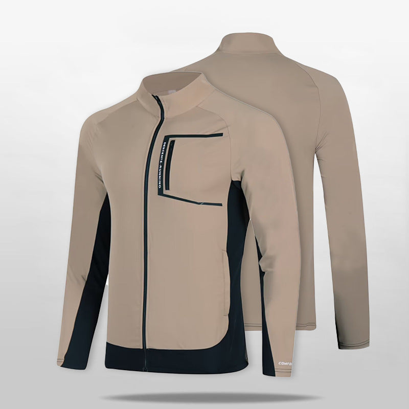 Men's breathable windproof running softshell jacket with stand-up collar and chest pocket Chichicherry