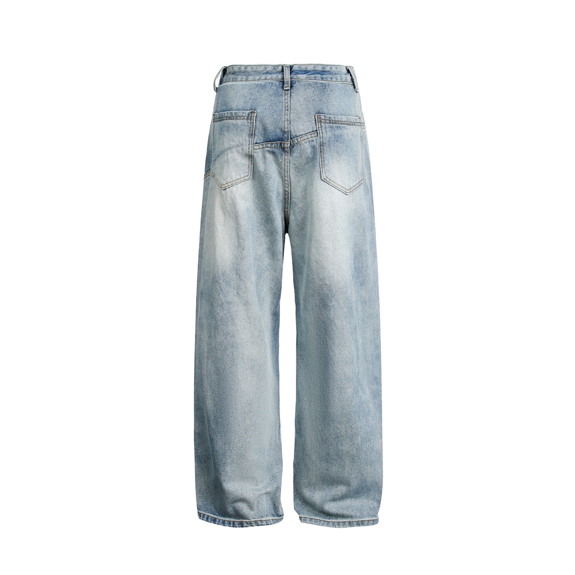 Women's Wide High-Waist Jeans in Carpenter Style with Patch Front Pockets Chichicherry