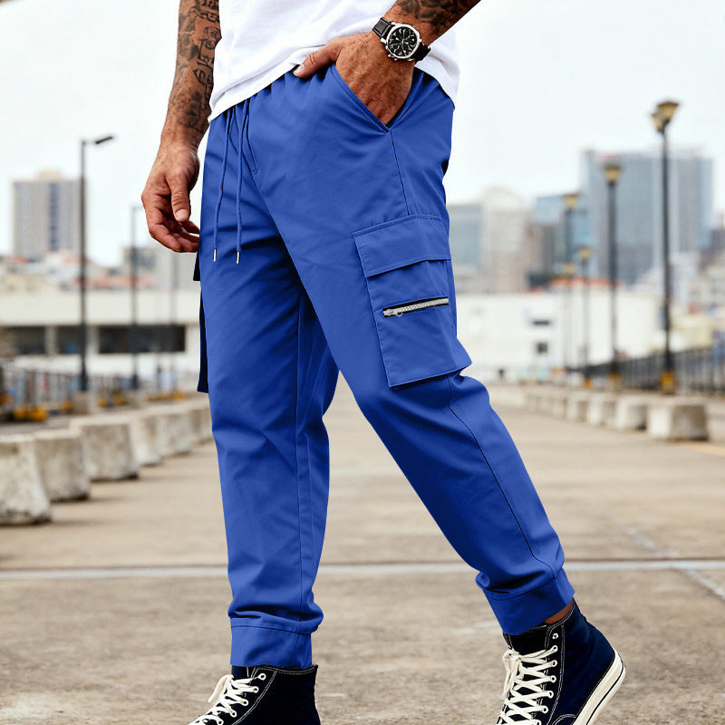 Men's cargo joggers with elastic waistband, drawstring and zippered pockets Chichicherry