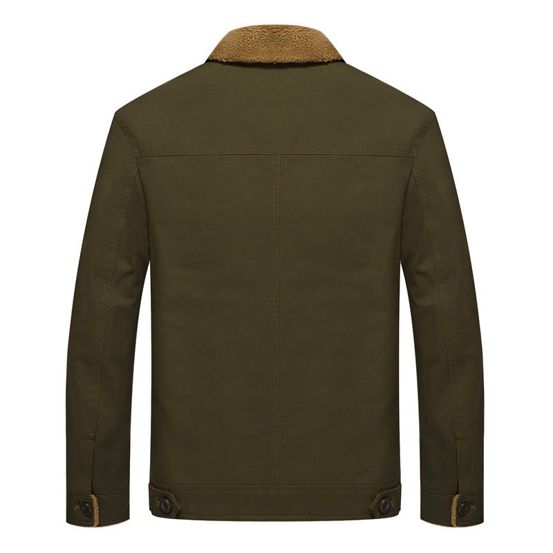 Men's padded canvas trucker jacket with Sherpa lining and high teddy collar Chichicherry