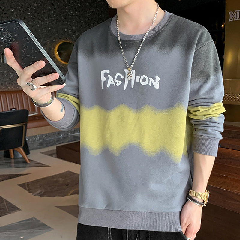 Men's Oversize Sweatshirt with Tie-Dye Wave Print and Statement Logo Chichicherry