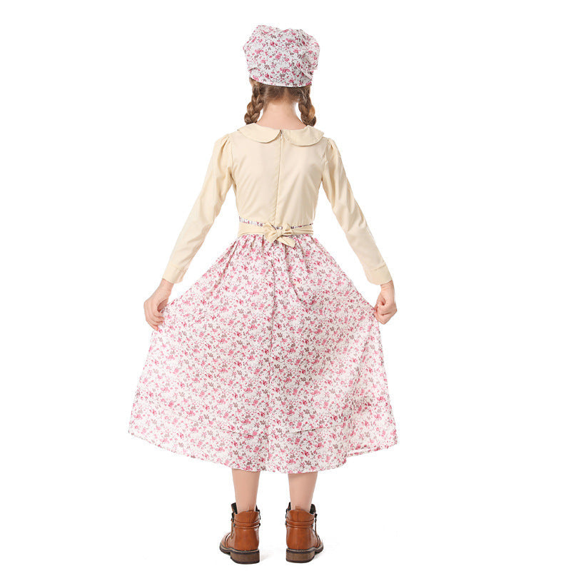 Girls' farmhouse dress with floral details Chichicherry