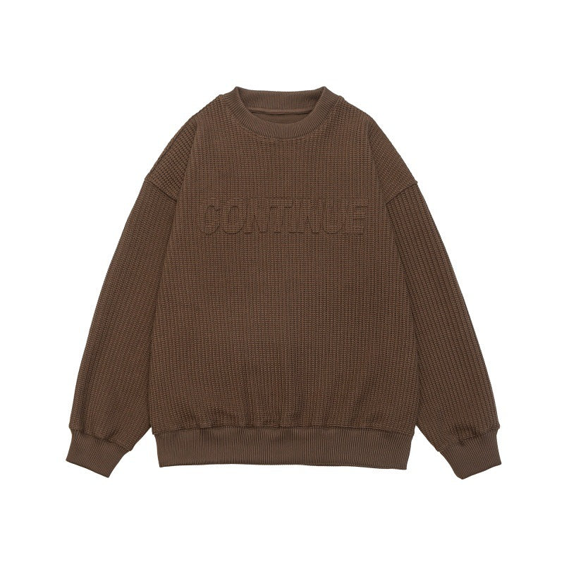 Unisex Boxy Knit Sweater with chunky ribbed texture and round neck Chichicherry