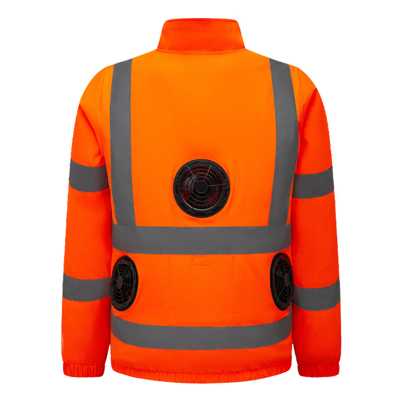 Unisex nano high-visibility warning jacket with reflective stripes and multifunctional outer pockets Chichicherry