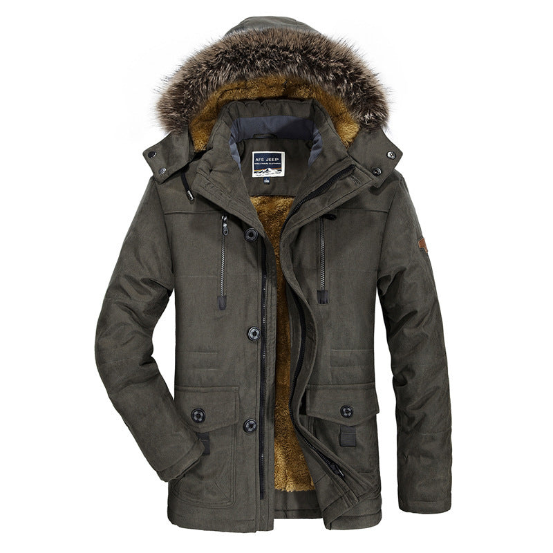 Men's high-quality winter parka in canvas style with removable faux fur collar and thermal lining Chichicherry