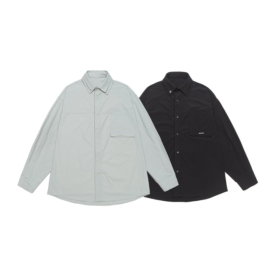 Unisex Oversize Shirt with technical material, breast flap and rounded hem Chichicherry