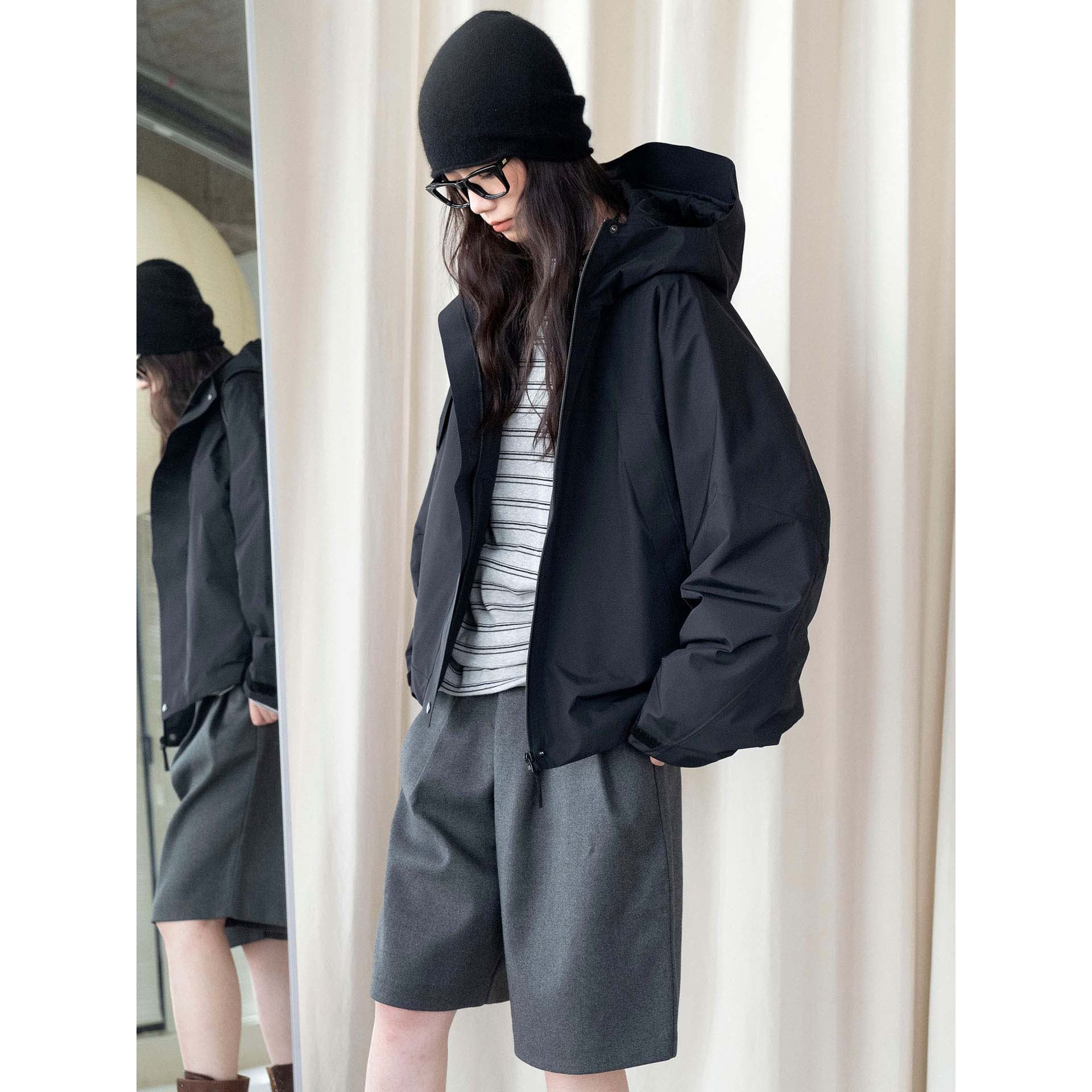 Women Padded Oversize Parka with Hood and Technical Weather Protection Chichicherry