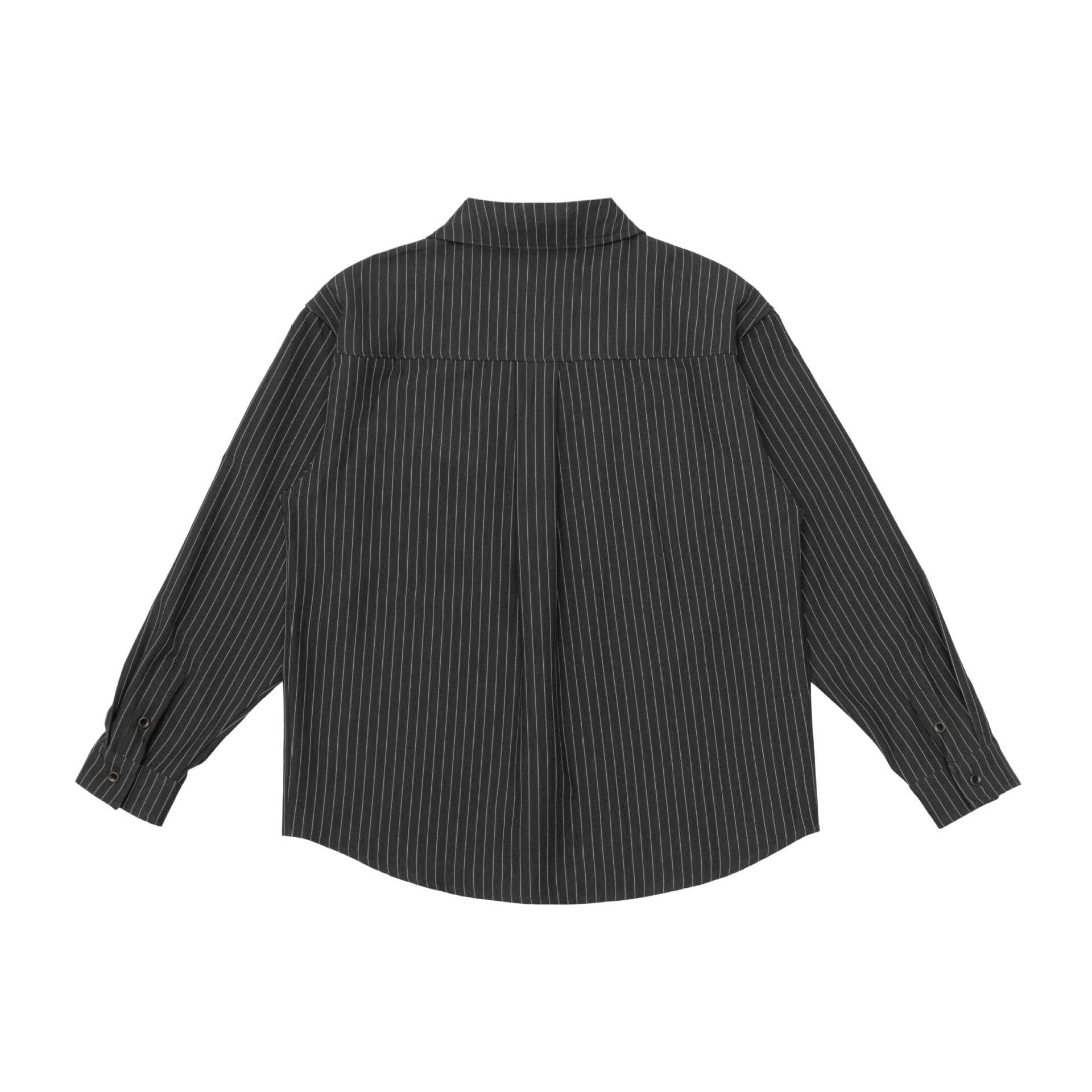 Unisex Striped Shirt Jacket with Notch Collar and Flap Pocket Chichicherry