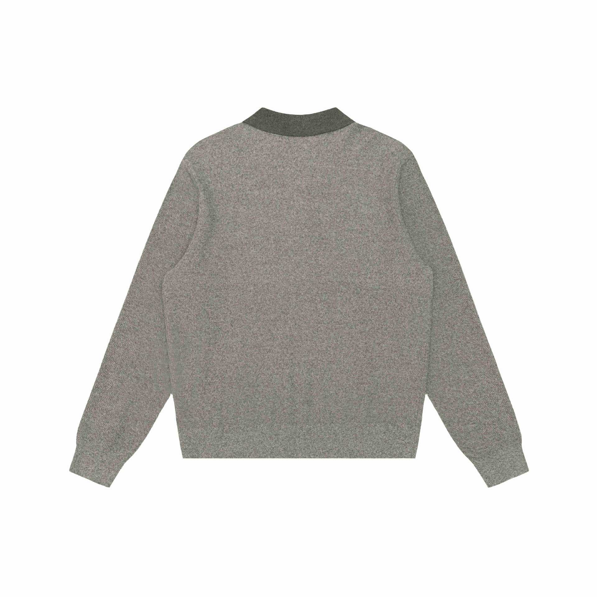 Unisex Structured Polo Collar Knit Sweater with Half Button Placket Chichicherry