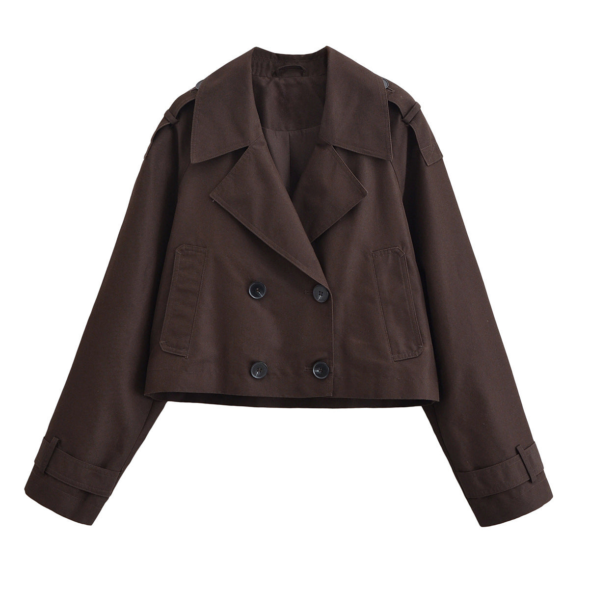 Women's Short Double-Breasted Trench Jacket in Cropped Workwear Look Chichicherry