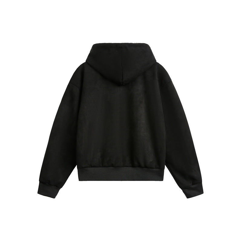 Women's Oversize Hoodie Sweat Jacket with Zipper and Lined Leopard Hood Chichicherry