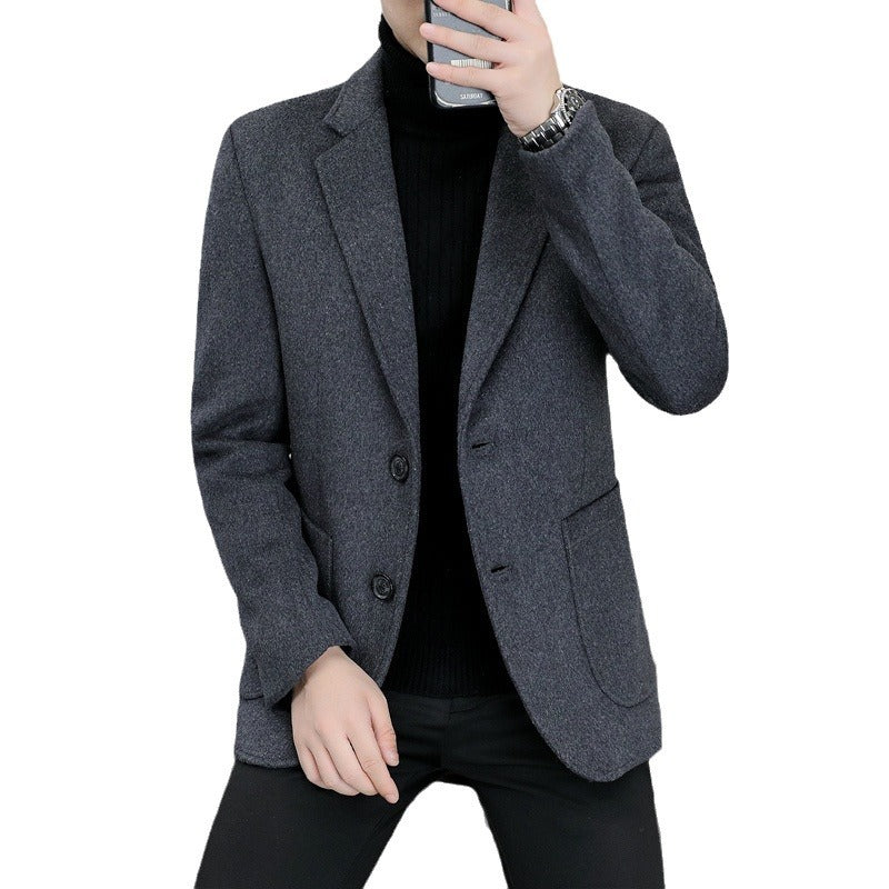 Men's Slim-Fit Wool Blend Blazer with Notch Lapel Chichicherry