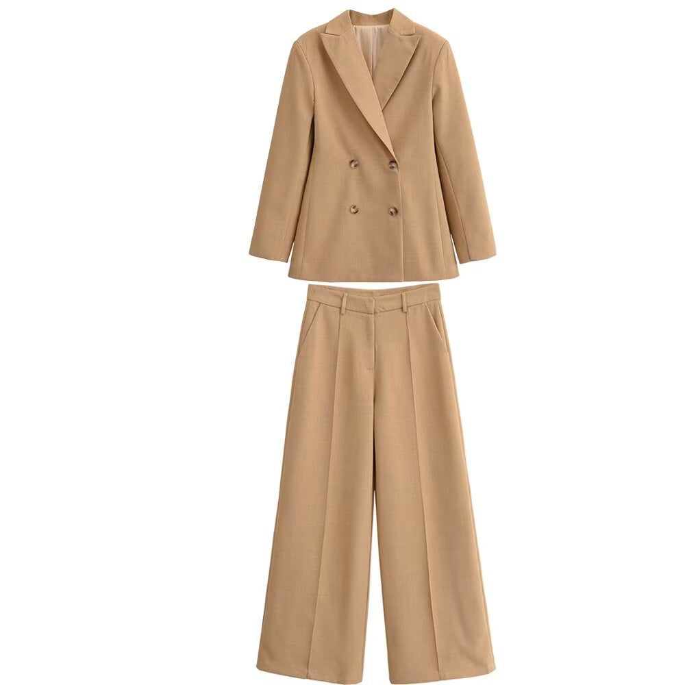 Women's high-waisted wide pleated trousers with continuous crease and side pockets Chichicherry