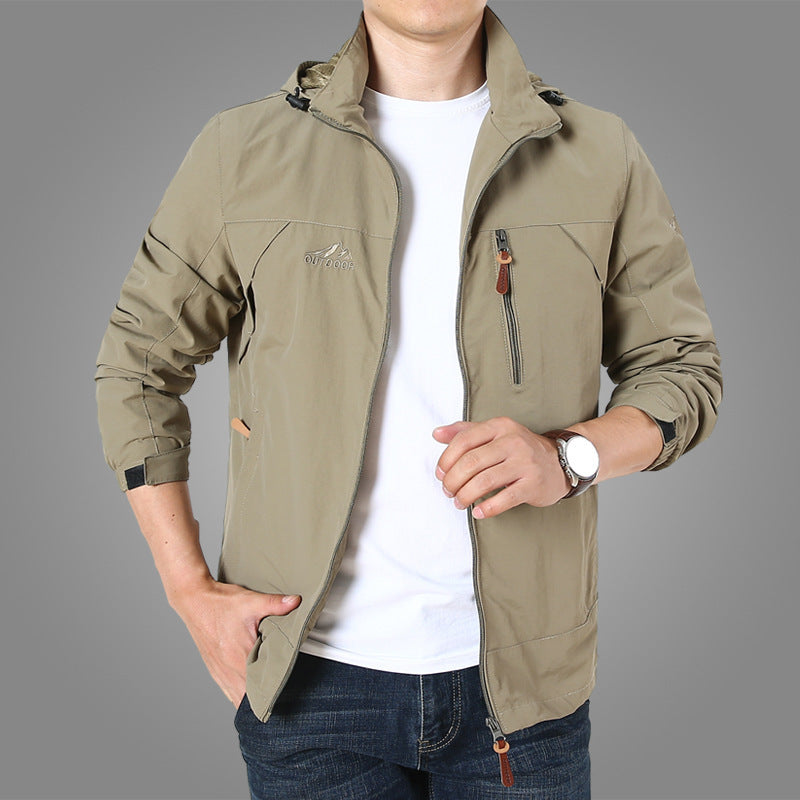 Men's Lightweight Softshell Outdoor Jacket with Hood, wind and water-repellent shell and multifunctional pockets Chichicherry