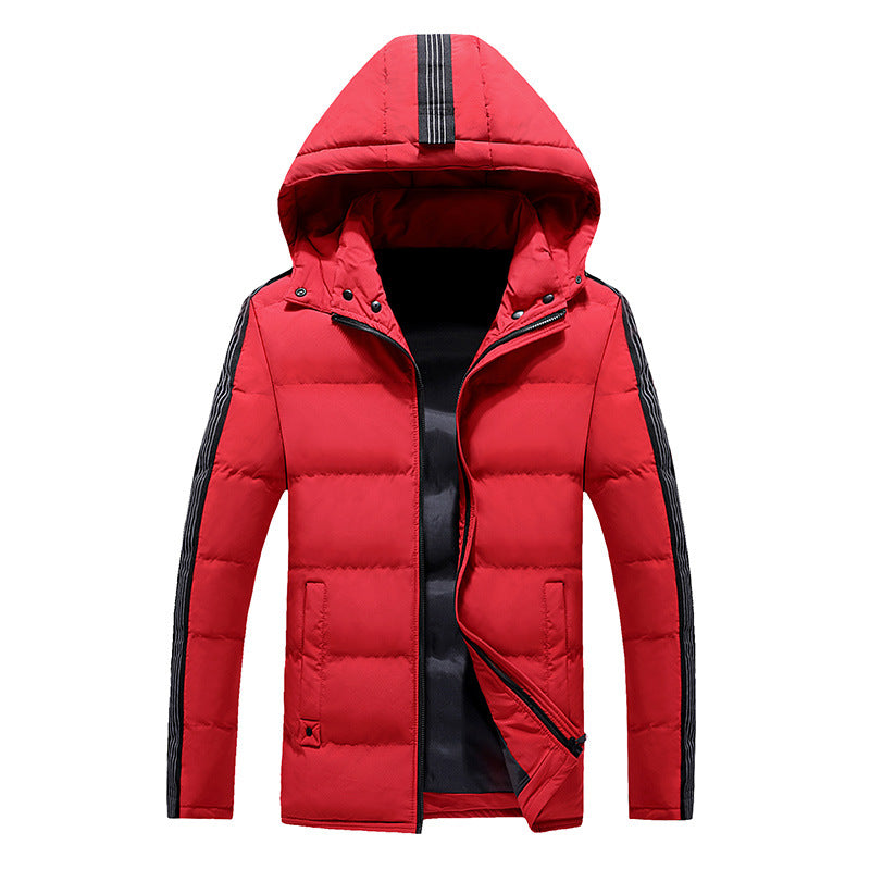 Men's quilted thermal hooded jacket in urban sports style with contrast sleeves Chichicherry