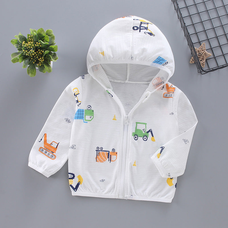 Unisex lightweight hoodie for toddlers with cute animal print and zipper Chichicherry