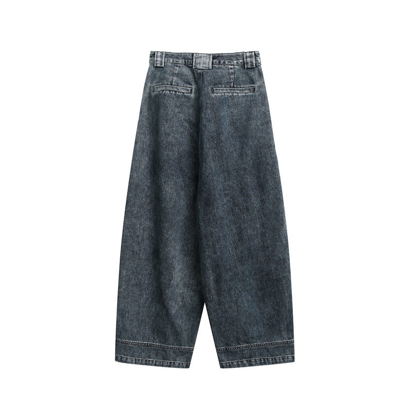 Women High-Waist Wide Denim Culotte with Darts Chichicherry