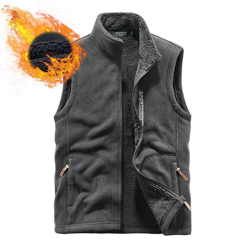 Men's fleece vest with teddy lining, stand-up collar and zip pockets Chichicherry