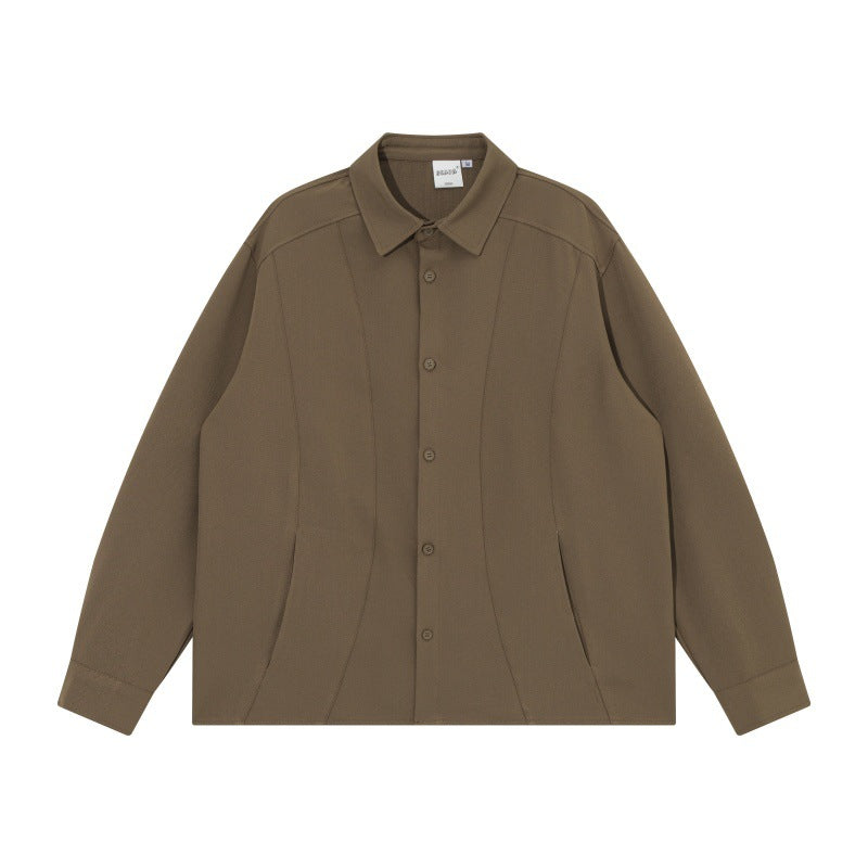 Unisex Boxy Shirt Jacket with minimalist dividing seams and concealed pockets Chichicherry