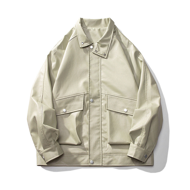 Men's lightweight overshirt field jacket made of cotton canvas with flap pockets and concealed zipper placket Chichicherry