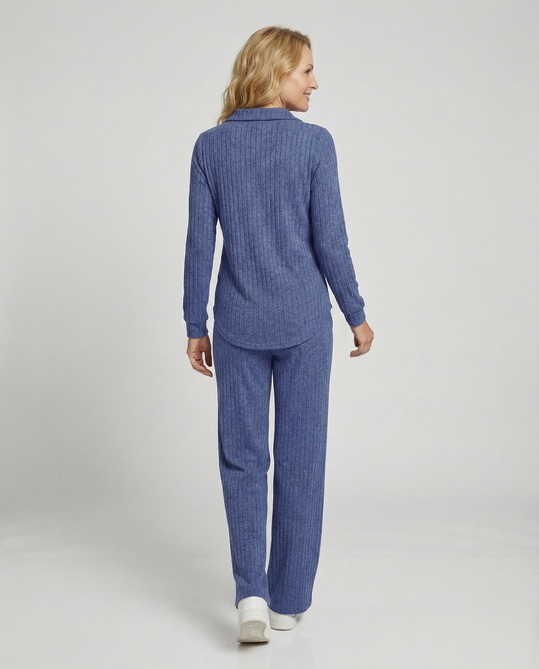 Women House Suit Set Ribbed