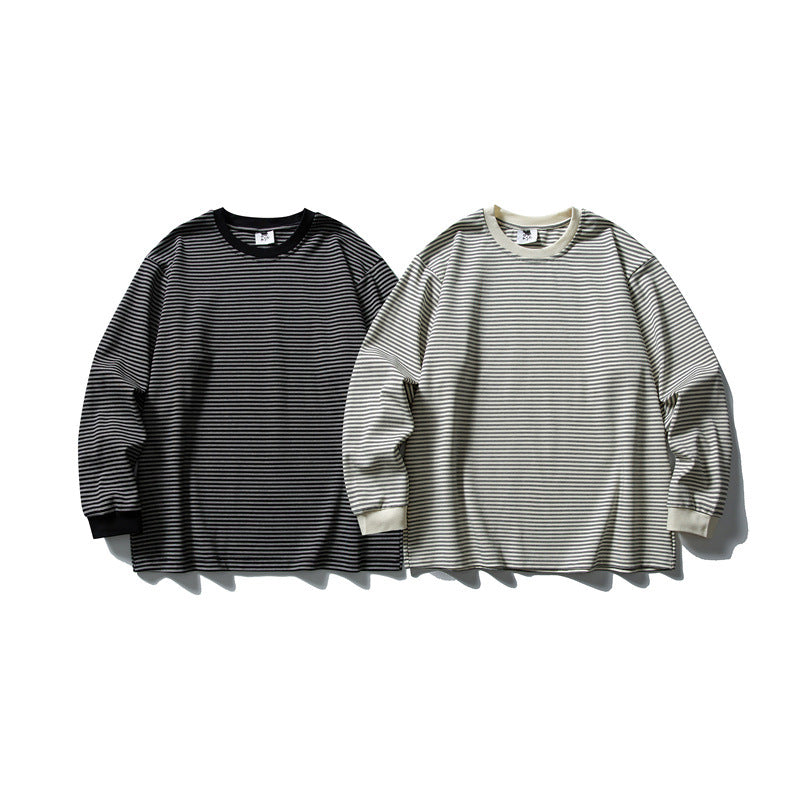 Unisex Oversize Longsleeve in maritime look with fine striped texture and ribbed collar Chichicherry