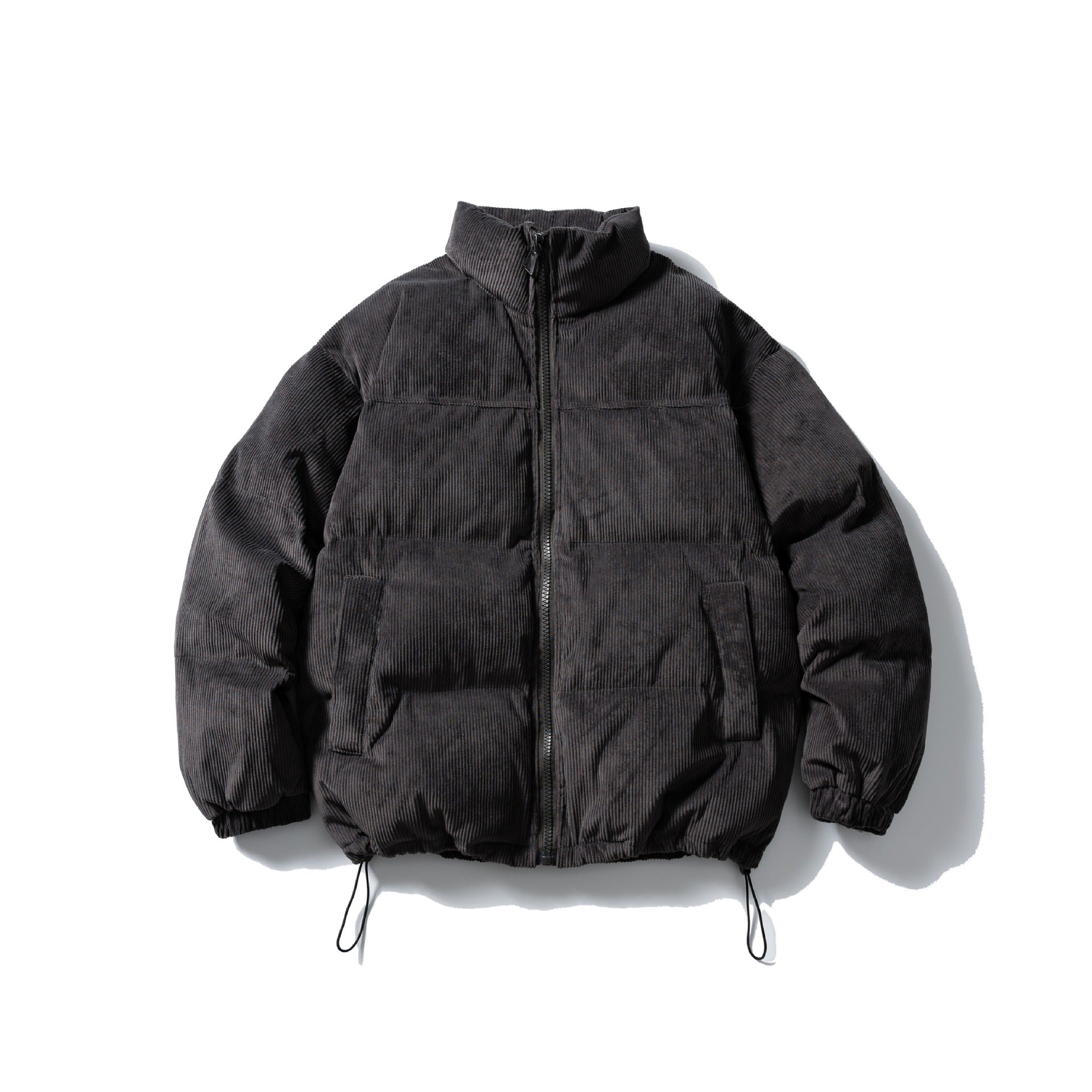Unisex Padded Cord Blouson Jacket with Stand Collar, Elastic Cuffs, and Drawstring Chichicherry
