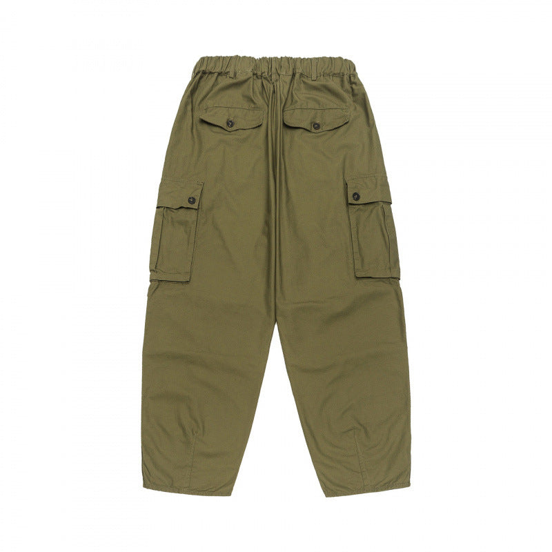 Unisex Oversize Cargo Pants with drawstring waistband, layer detail and snap hem Chichicherry