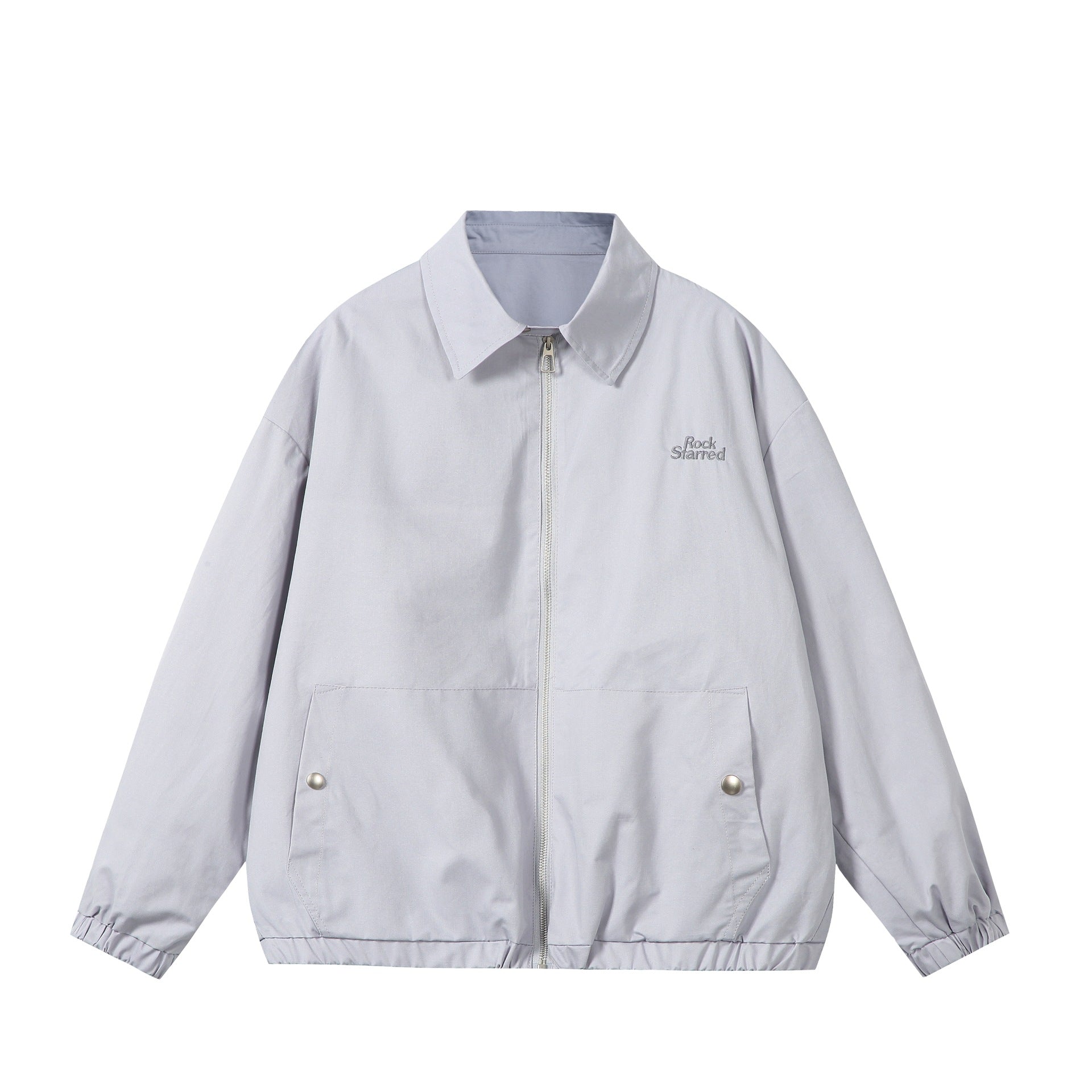 Unisex Lightweight Windbreaker with Shirt Collar, Zipper and Patch Pockets Chichicherry
