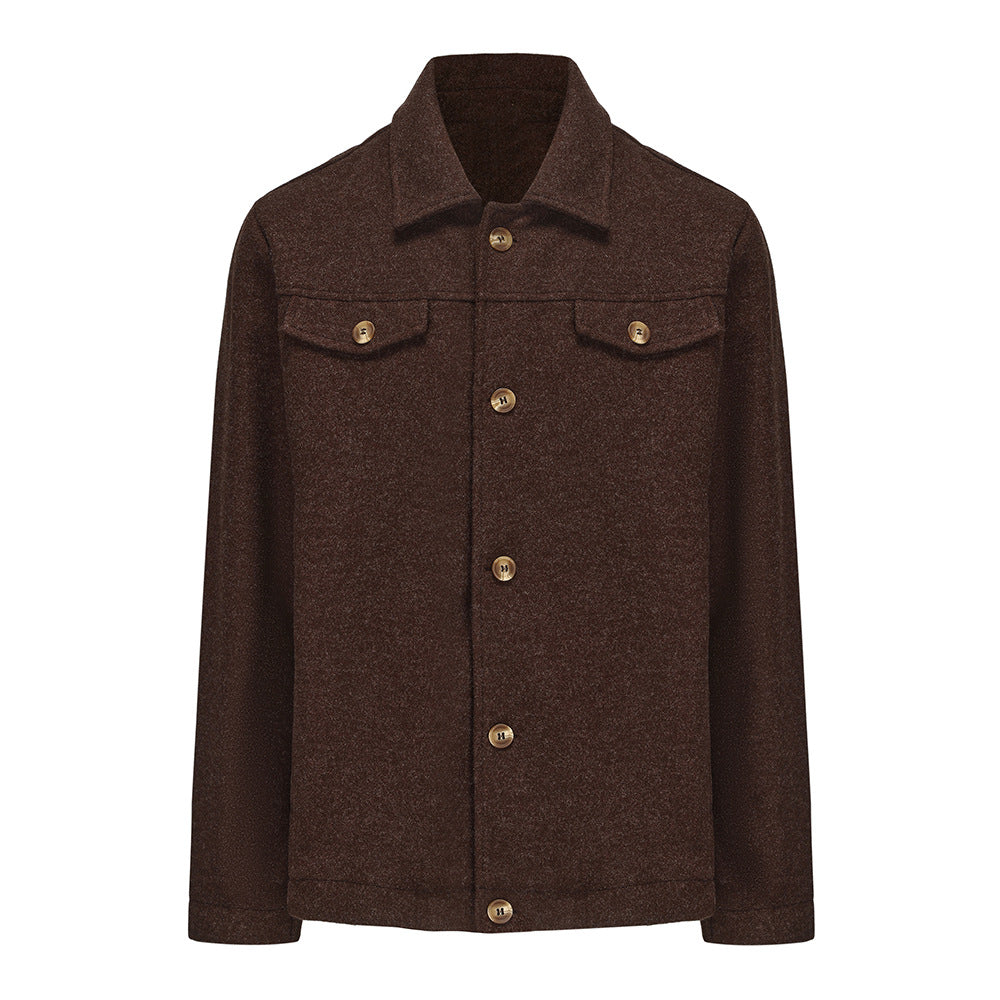 Men's Boucle Worker Jacket with Chest Pockets and Applied Buttons Chichicherry