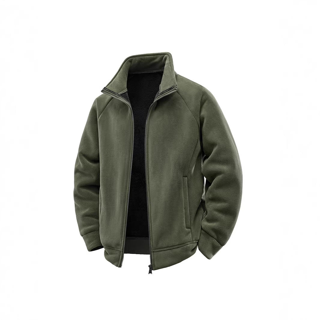 Men's fleece thermal jacket with double-layer teddy inner lining and high stand-up collar Chichicherry