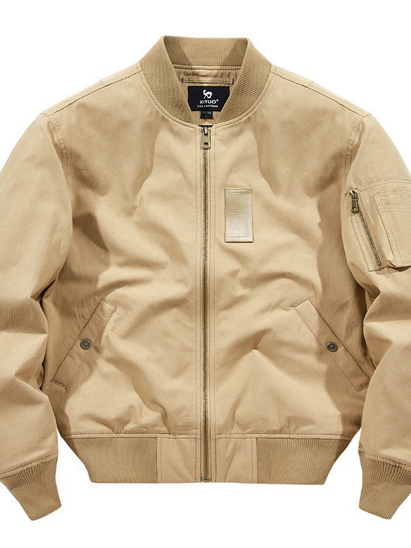 Men's light canvas bomber jacket with hidden arm pocket and ribbed hem Chichicherry