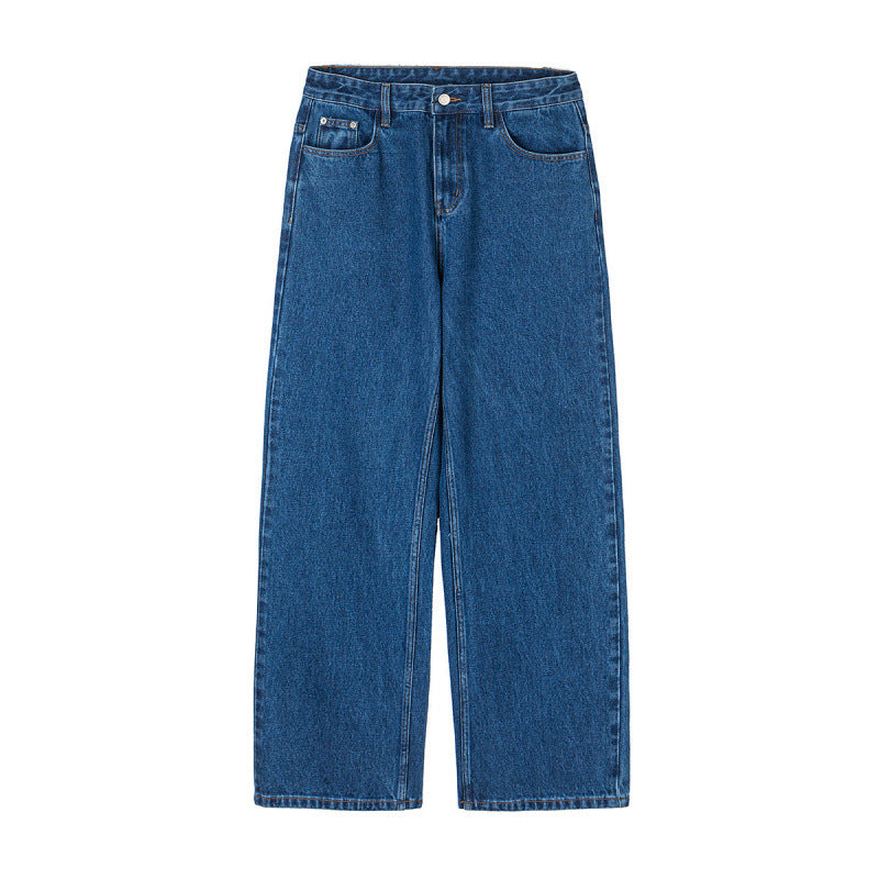 Women's Wide Denim Jeans with High Waist, Straight Leg and Five Pocket Design Chichicherry