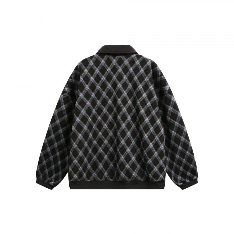 Unisex Oversize Polo-Halfzip-Pullover with Argyle Structure Chichicherry