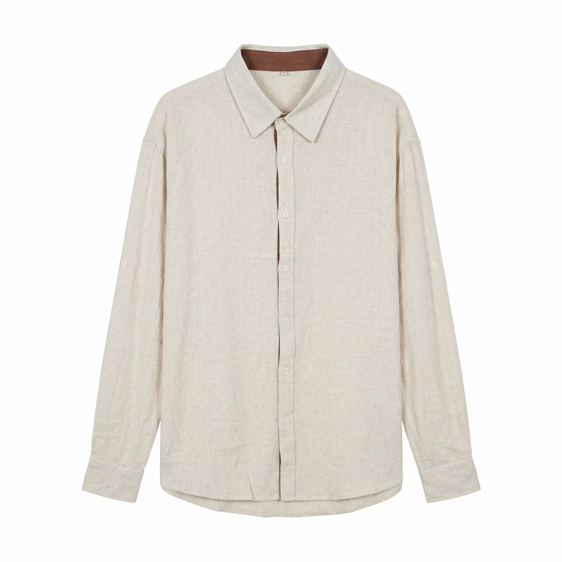 Unisex Lightweight Oversized Shirt in Linen Look with Kent Collar and Sleeve Tab Chichicherry