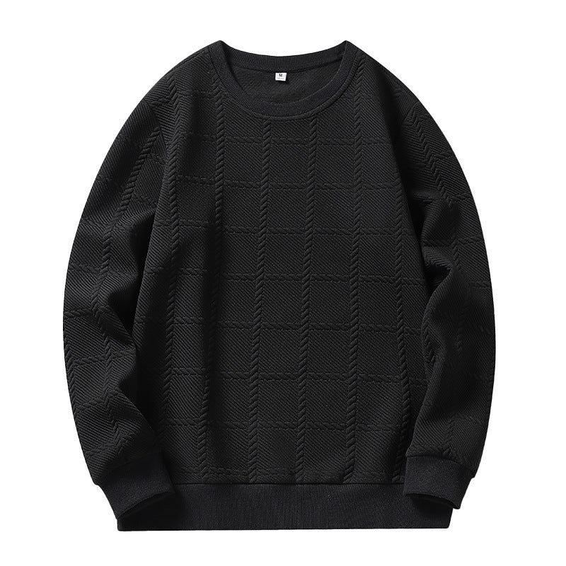 Men's finely structured round neck knitted pullover with check pattern and casual cut Chichicherry