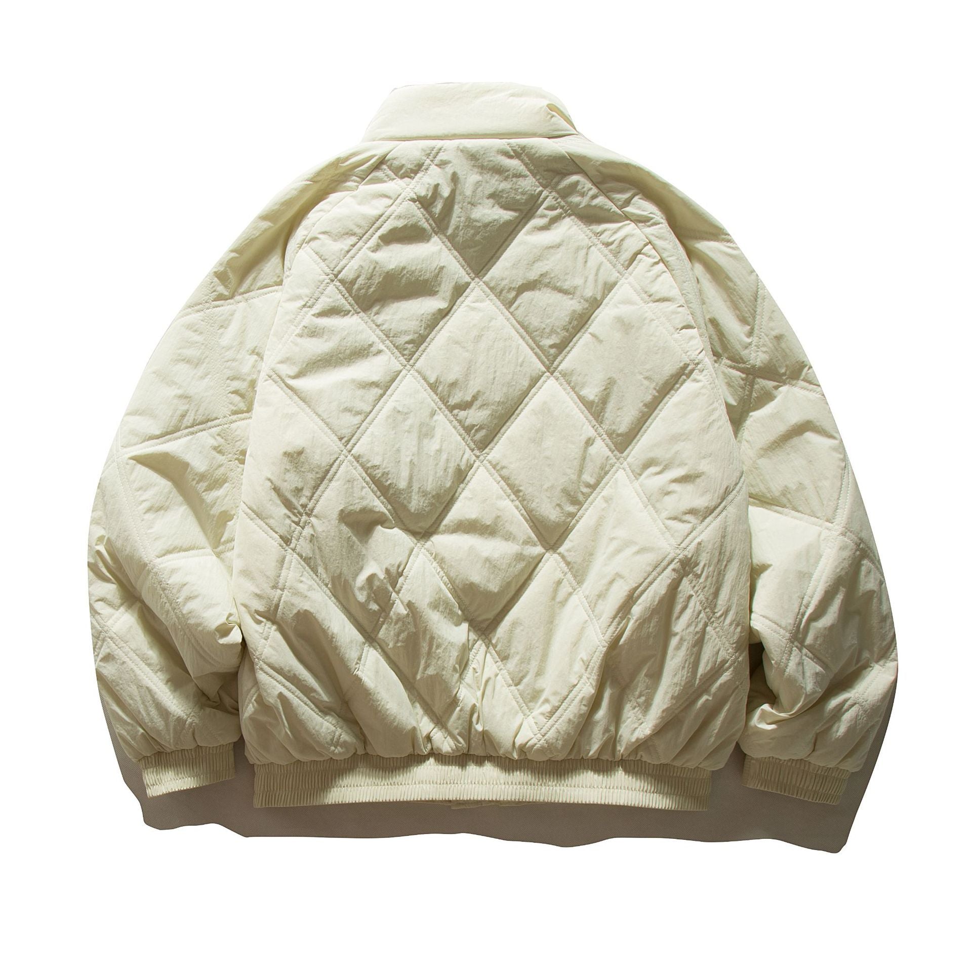 Unisex Boxy Padded Blouson with Diamond Quilting and High Funnel Collar Chichicherry