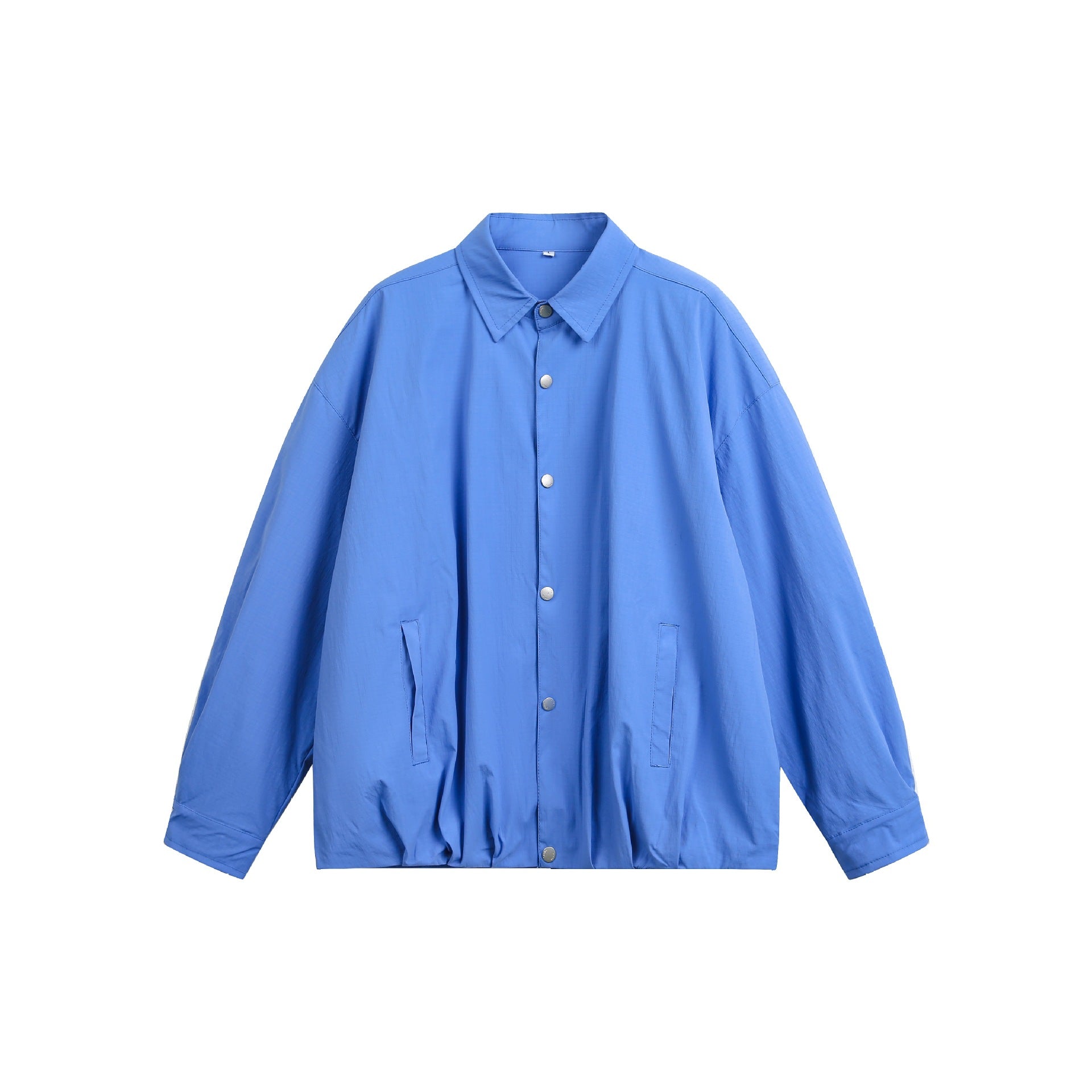 Men's Oversize Coach Jacket with Snap Button Closure and Straight Hem Chichicherry