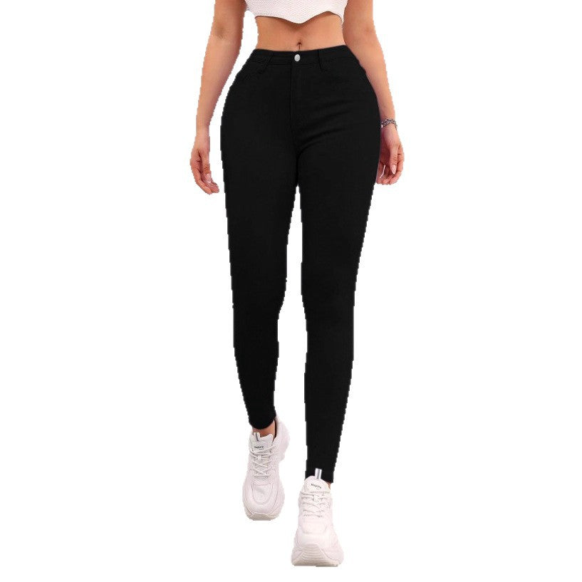 Women's Thermo High Waist Fleece Jeggings in Jeans Look Chichicherry