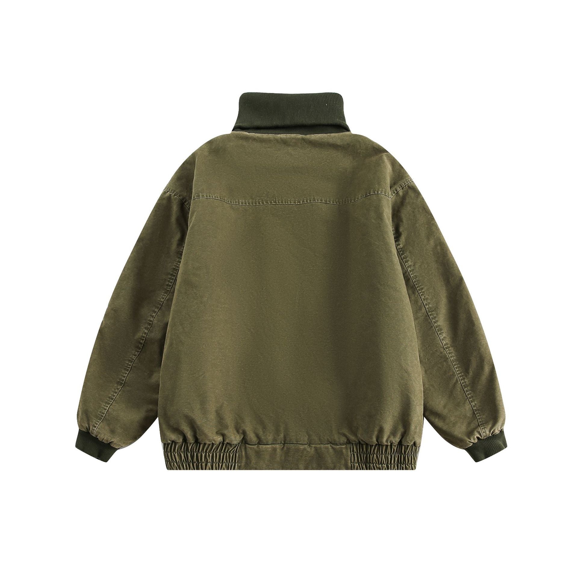 Unisex Oversize Bomber Jacket with High Ribbed Collar and Elastic Hem Chichicherry