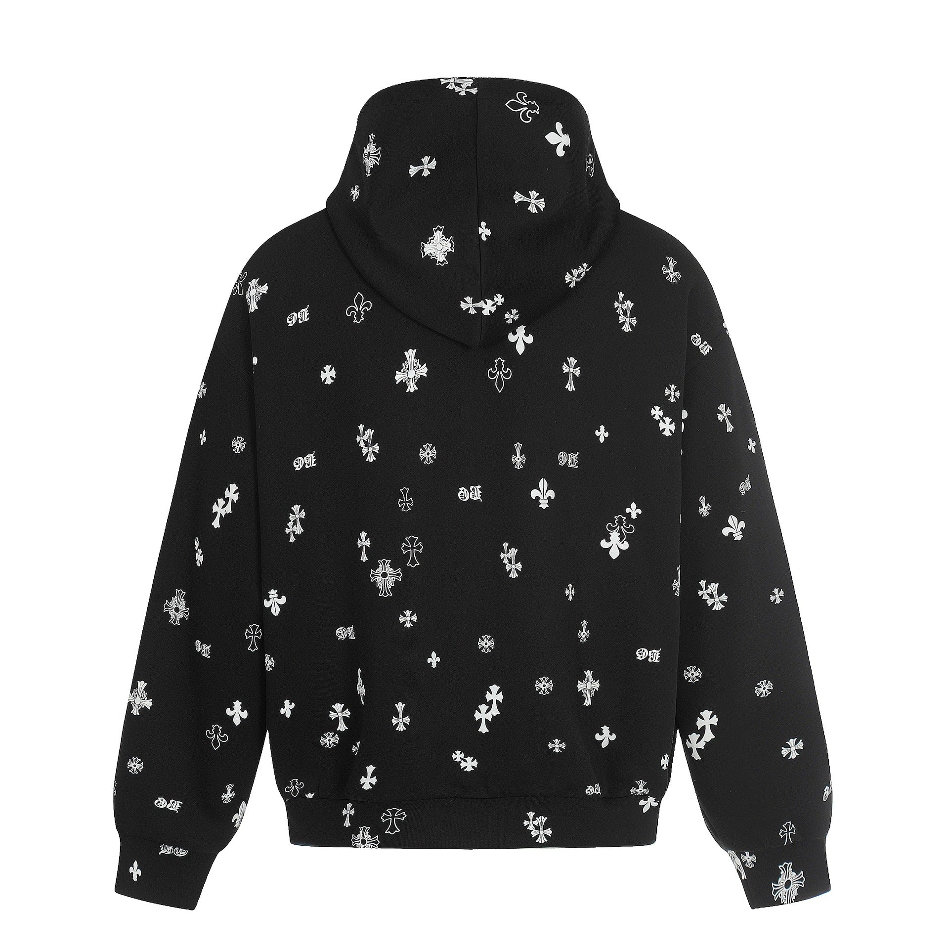 Unisex Boxy Hoodie Jacket with Half Zipper and Allover Print Chichicherry