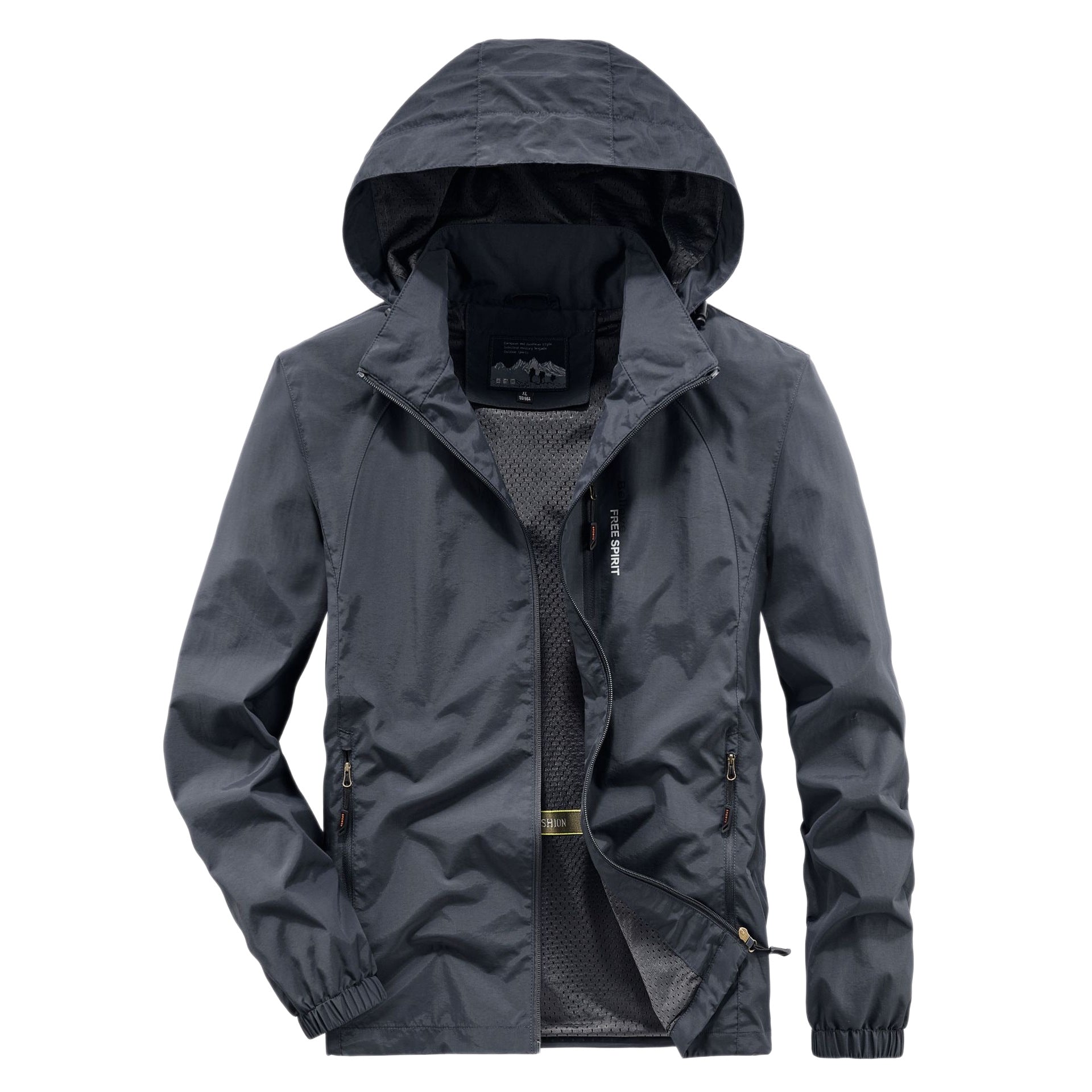 Men's Ultralight Breathable Hooded Jacket with Perforated Mesh Lining and Zipper Pockets Chichicherry