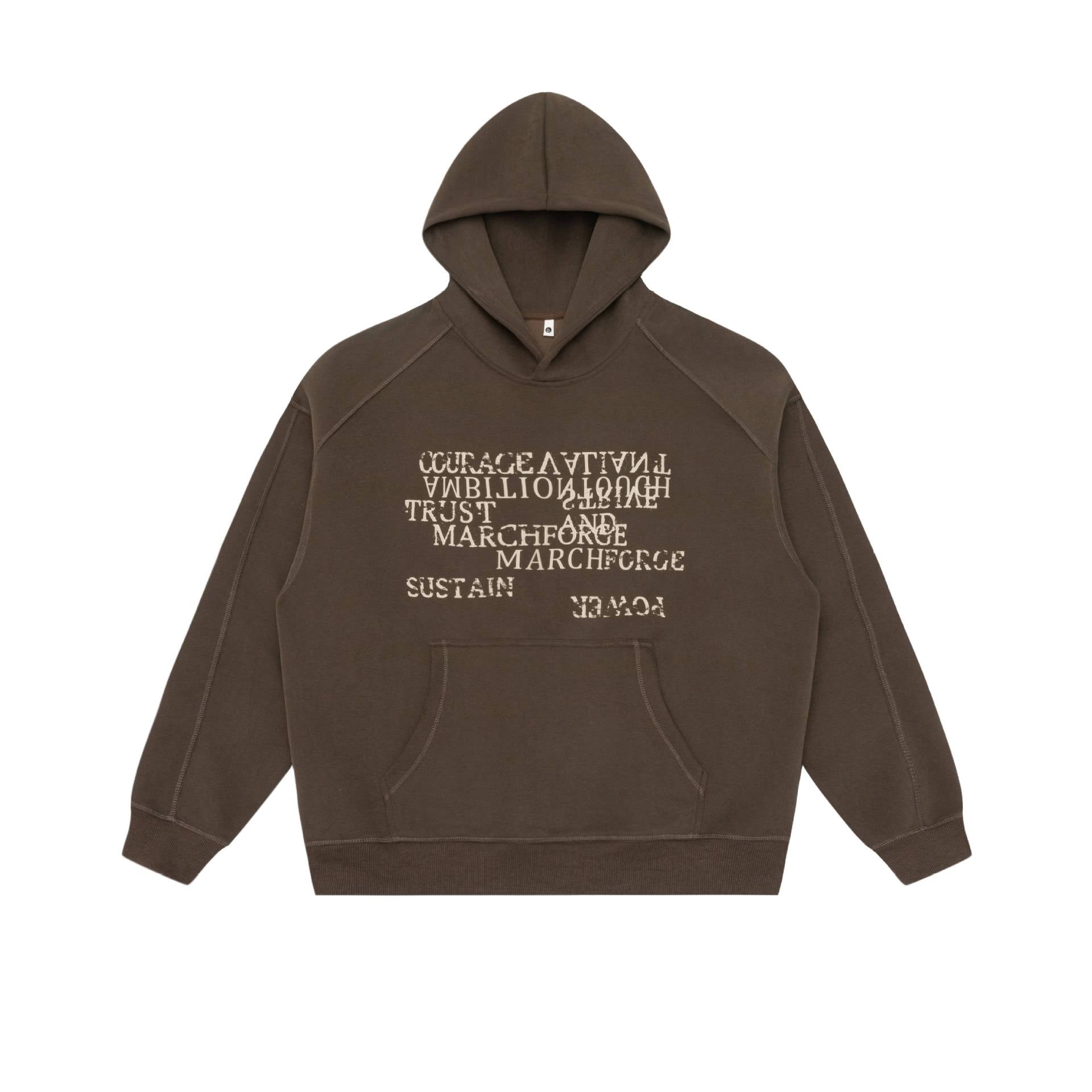 Unisex Oversize Hoodie with raglan sleeves, kangaroo pocket and offset typo print Chichicherry