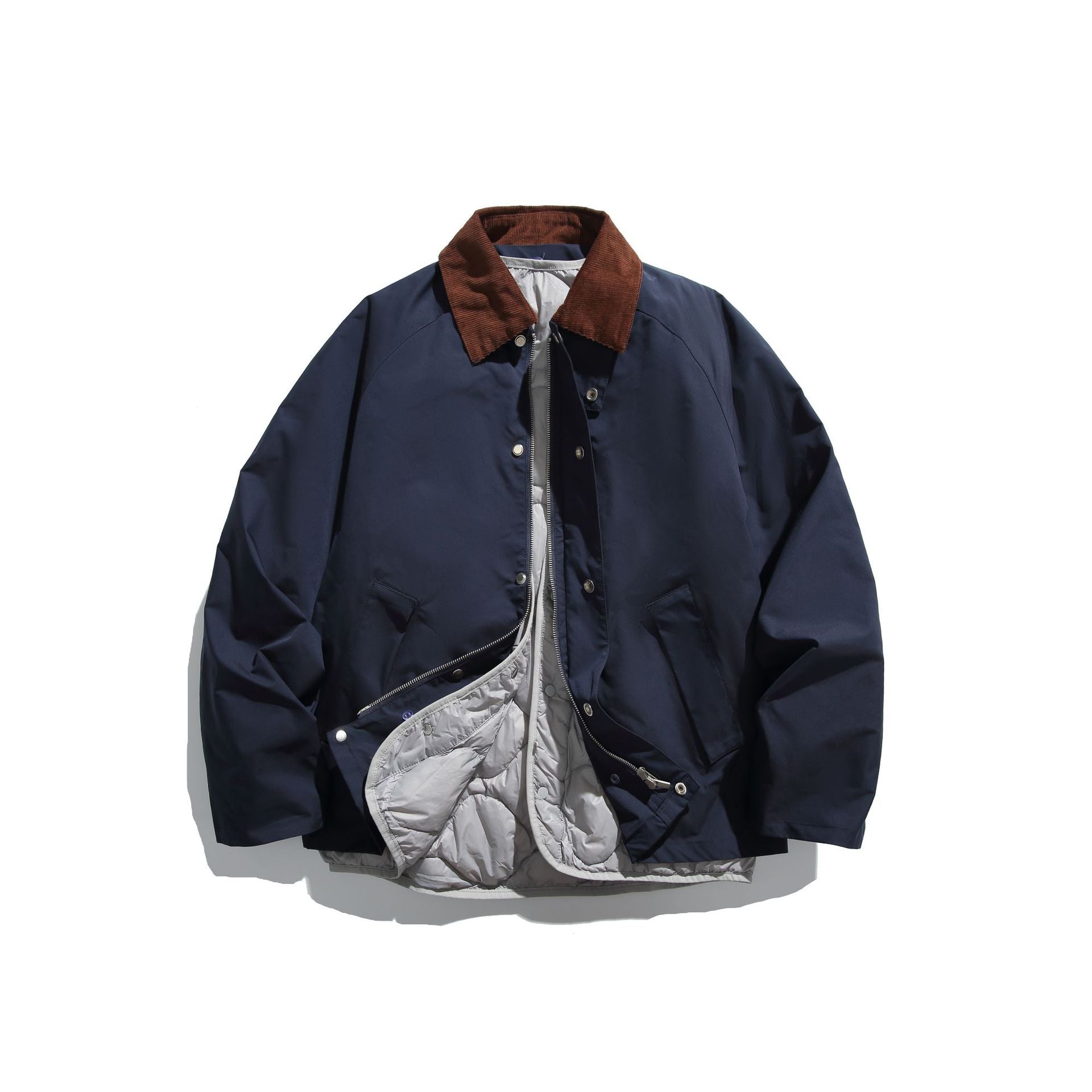 Men's Windproof Blouson with Cord Collar and Removable Padded Lining Chichicherry
