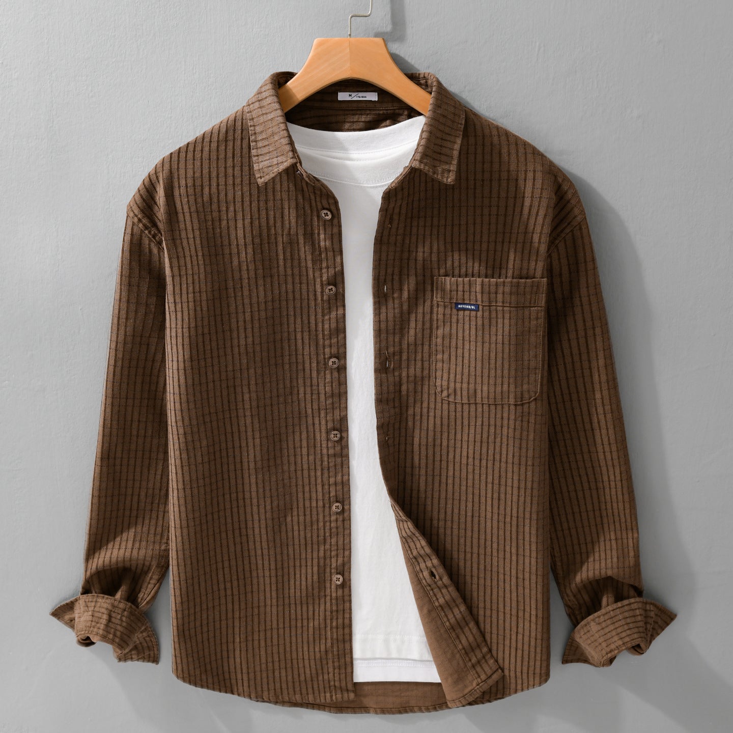 Men's fine structure shirt jacket in cord look with appliquéd breast pocket Chichicherry