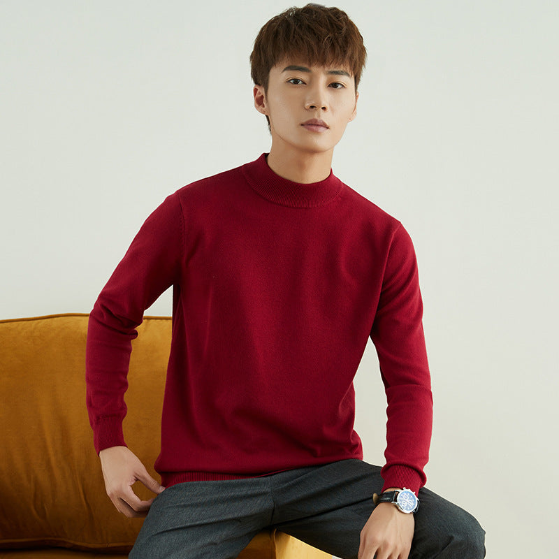 Men's High Neck Pullover in Fine Knit with Slim Fit Chichicherry