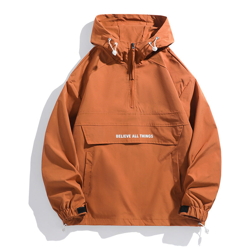 Women's hooded anorak with half zipper, kangaroo pocket & adjustable hem Chichicherry