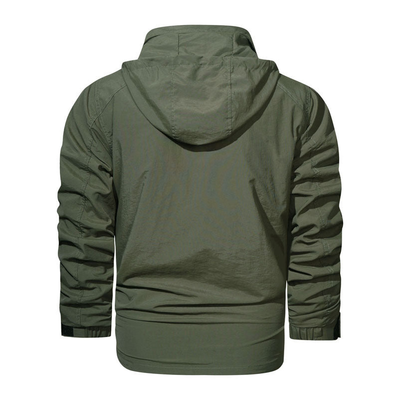 Men's Light Field Jacket with Hood, windproof shell and zippered pockets Chichicherry