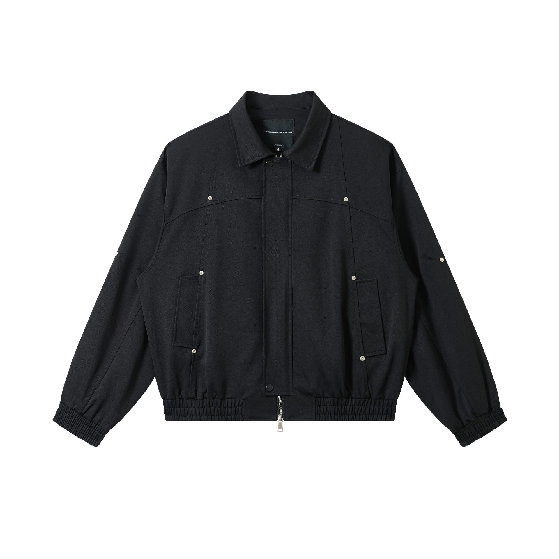 Unisex Short-cut technical blouson jacket with concealed front flap and elastic hem Chichicherry