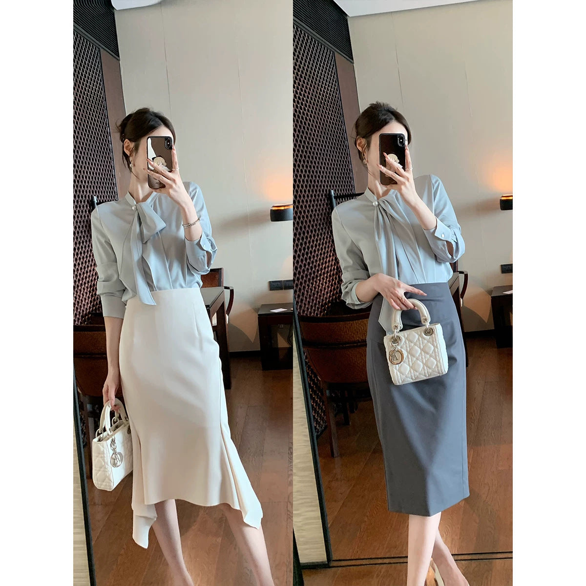 Women Elegant Blouse with Bow Detail Chichicherry